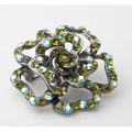 Bulk Lots: 50 pcs-Peridot Aurora Borealis-2" Flower Rhinestone Pin/Pendant