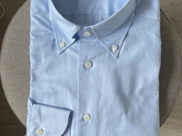 Selling with online payment: [EU] NWT Cavour Sartoria handmade blue OCBD shirt, size 15.5
