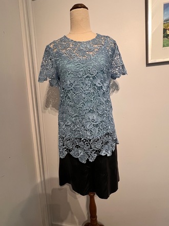 Kate Sylvester Lace/Embroided short sleeved.Baby Blue- Size Small