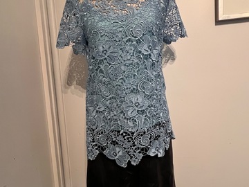 Selling: Kate Sylvester Lace/Embroided short sleeved.Baby Blue- Size Small