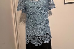Selling: Kate Sylvester Lace/Embroided short sleeved.Baby Blue- Size Small