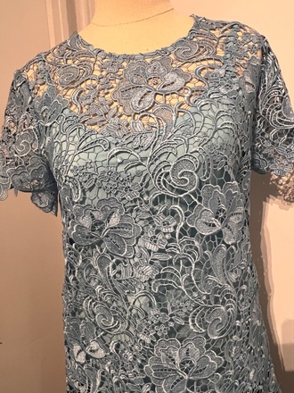 Kate Sylvester Lace/Embroided short sleeved.Baby Blue- Size Small