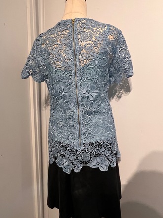 Kate Sylvester Lace/Embroided short sleeved.Baby Blue- Size Small