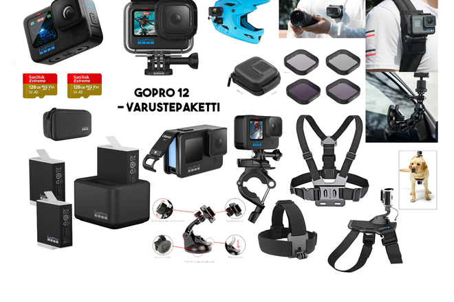 GoPro 12 kypäräkamera + 256 Gb muistikortti