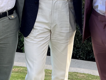 Selling with online payment: Sortino trousers | 34, cream, cotton, inc. matching belt