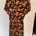 Selling: Shift dress with belt. Olive green/black/autumnal floral print 