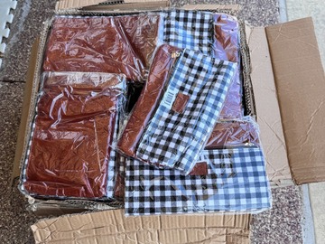 Bulk Lots: 100 pcs Foldover Clutch - Buffalo Check w Faux Brown leather