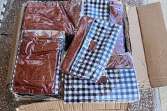 Bulk Lots: 100 pcs Foldover Clutch - Buffalo Check w Faux Brown leather