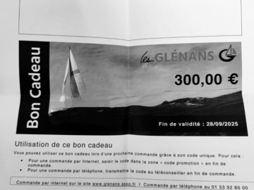 Vente: Bon cadeau les Glénans (300€)