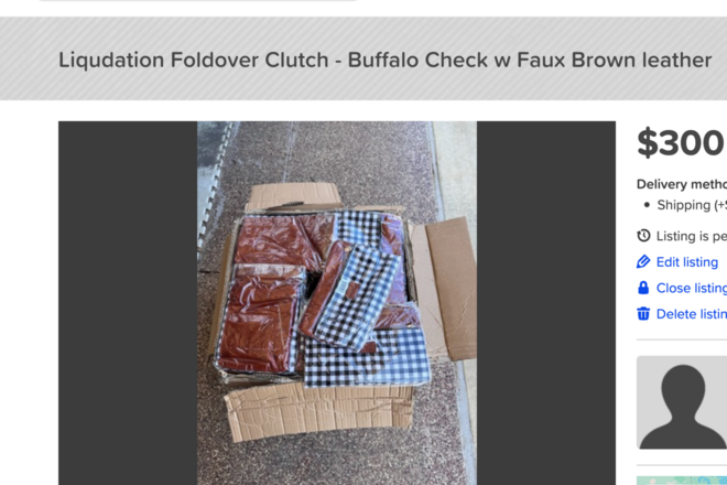 100pc Liqudation Foldover Clutch; Buffalo ck w Faux Brown leather