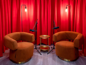 Rent Podcast Studio: Red Podcast Set