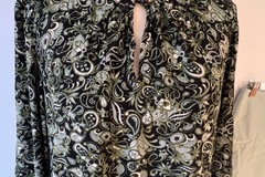 Selling: Sylvester Shift Dress- Black with green paisley print- Size Small