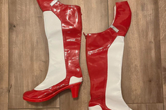 Selling with online payment: Red and White Cosplay Knee High Boots with Heels