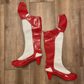 Selling with online payment: Red and White Cosplay Knee High Boots with Heels