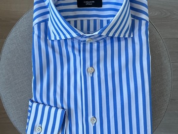 Selling with online payment: [EU] NWT Cavour Sartoria handmade blue striped shirt, size 15.5