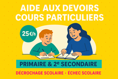 Cours particuliers: Aide aux devoirs - Primaire et 1ère + 2ème sec (maths)