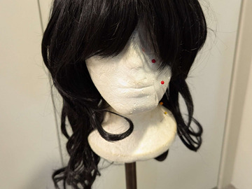 Selling with online payment: Medium Length Black Curly mullet wig