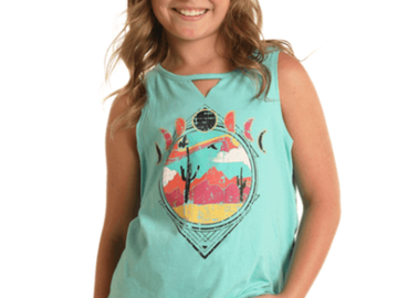 Bulk Lots: Rock & Roll Cowgirl Girl's Turquoise Western Tank Top 