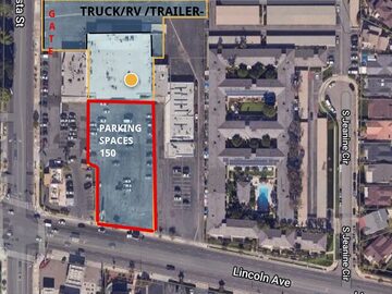 Monthly Rentals (Owner approval required): Anaheim CA, S 57 & I-91, 150 Spots, Trailer/Truck Parking/Storage