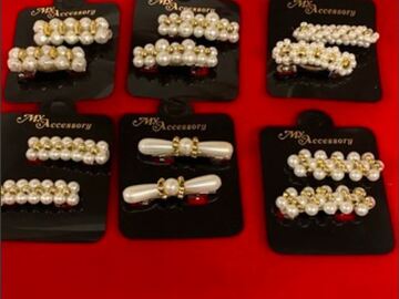 Bulk Lots: 500 pairs (1000 pcs)--Pearl Hair Barrettes-carded-$0.17 pcs