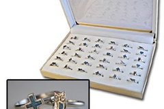 Bulk Lots: 288--Ladies Genuine Turquoise Chip Rings--$0.34 pcs!!