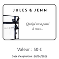 Vente: e-Carte cadeau Jules & Jenn (50€)