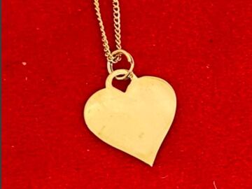 Bulk Lots: 24 pcs-Sterling Silver Vermeil Heart Pendant-18" chain-$6.99 ea