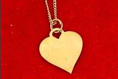 Bulk Lots: 24 pcs-Sterling Silver Vermeil Heart Pendant-18" chain-$6.99 ea