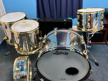 Selling with online payment: 100th Anniversary Ludwig Stainless Steel Drum Set