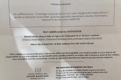 Vente: Bon cadeau Massage + Accès Spa Thermes Enghien-les-bains (155€)