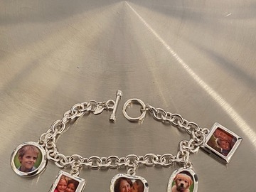 Bulk Lots: 50 pcs-Sterling Silvertone Picture Charm Bracelets-$2 ea
