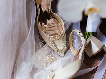 Selling: BADLY MISCHK - Emmie - Pointed Toe Block Heel Slingback with Crys
