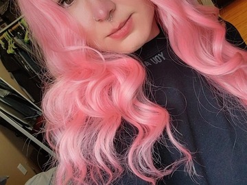 Selling with online payment: Bubblegum Pink Long Wavy Curly Cosplay Wig