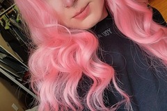 Selling with online payment: Bubblegum Pink Long Wavy Curly Cosplay Wig