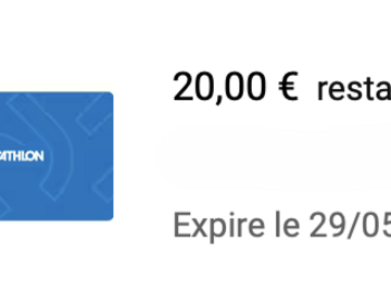 Vente: e-Carte cadeau Décathlon (20€)
