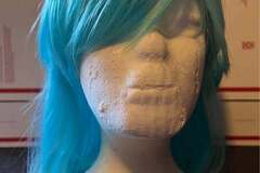 Selling with online payment: Light Blue/ Teal Short wig with a side pony