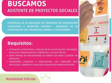 Oportunidades: ASISTENTE DE PROYECTOS SOCIALES