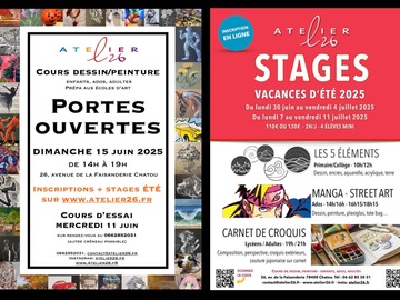 Offre: Expo cours dessin/peinture à l’Atelier26