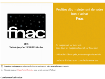 Vente: e-Carte cadeau Fnac (50€)