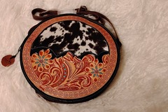 Bulk Lots: Myra Bag Multi-Color Floral Hand Tooled Hairon Leather Round 