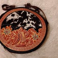 Bulk Lots: Myra Bag Multi-Color Floral Hand Tooled Hairon Leather Round 