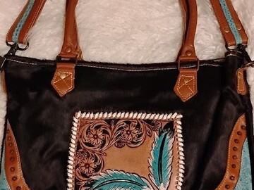 Bulk Lots: Myra Bag MultiColor Hand Tooled Hairon Leather Handbag Purse West