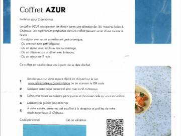 Vente: e-Coffret Relais & Château AZUR (750€)