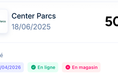 Vente: e-Carte cadeau Center Parcs (50€)