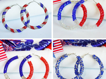 Bulk Lots: 50 pairs of Independence Day color matching rhinestone
