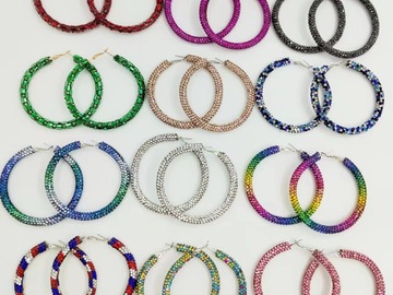 Bulk Lots: 50 pairs of fashionable colored crystal earrings
