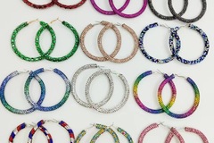 Bulk Lots: 50 pairs of fashionable colored crystal earrings
