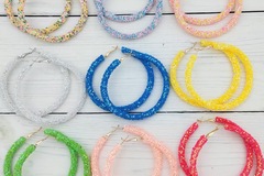 Bulk Lots: 100 pairs of exaggerated colorful sequined large hoop earrings