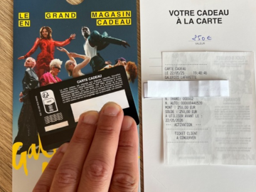 Vente: Carte cadeau Galeries Lafayette (250€)