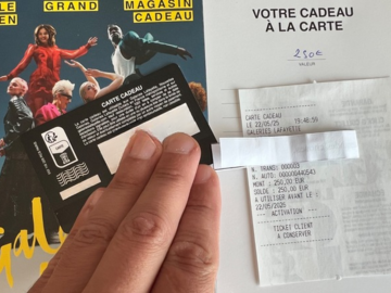 Vente: Carte cadeau Galeries Lafayette (250€)